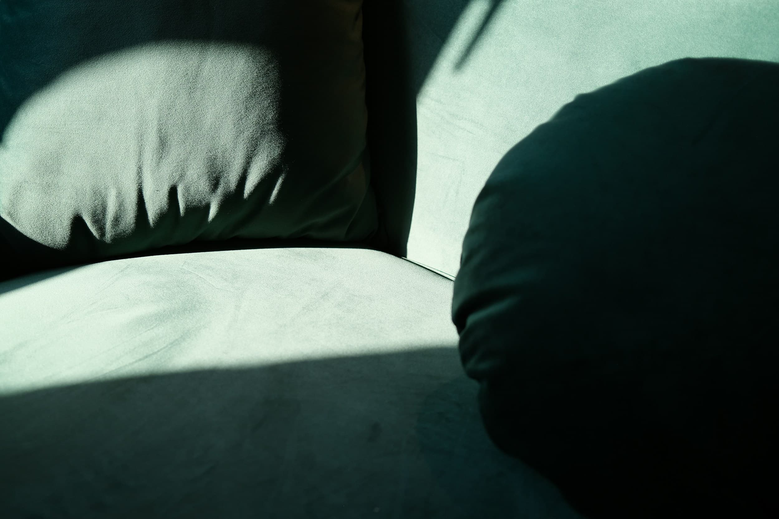Close-up of a hand-upholstered sofa cushion